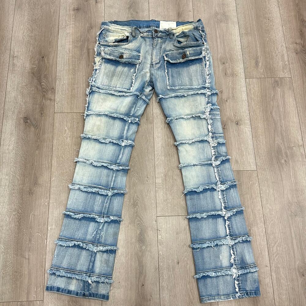 FWRD Patchwork True Stacked Denim Jeans Pants size 36x36 B29